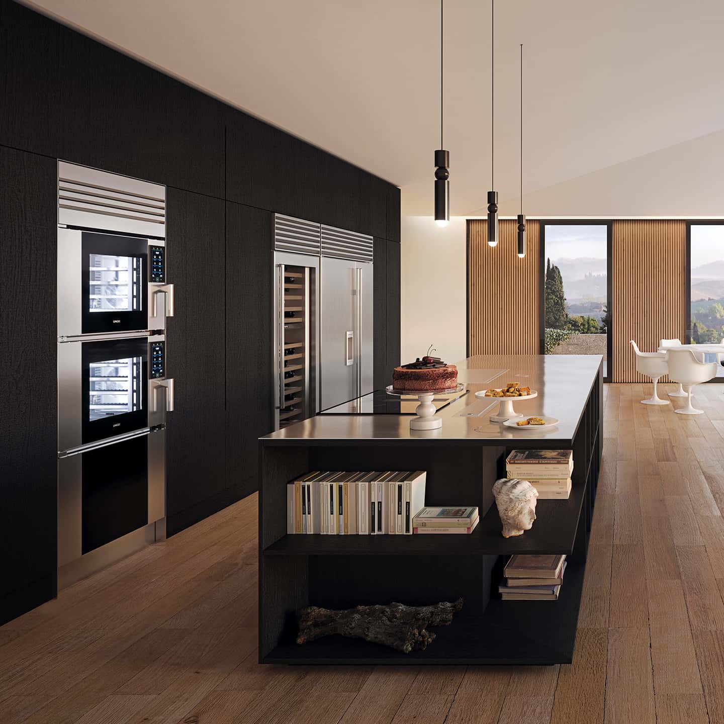 Siena'da şık bir apartmanda Unox Casa'nın SuperOven Model 1'i bulunan lüks mutfak